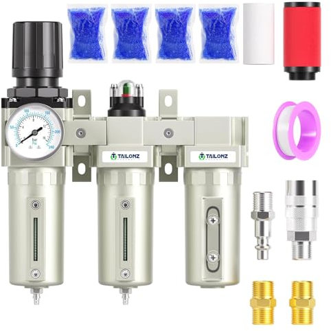 TAILONZ PNEUMATIC 0-1,6MPA 3/4” BSP Filtro terziario industriale per particolato, filtro a coalescenza, essiccatore e regolatore d'aria (manuale).