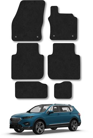 Seat Tarraco (2019+) Car Mats Accessories Tailored Fit Carpet Floor Mats Non Slip Black Trim Full Coverage Compatible Accessory Front Rear Set Anti Slip Granulated Backing Hand-Finished Clips