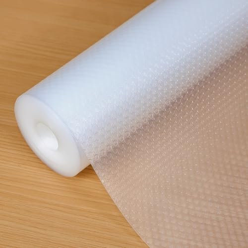 Hersvin 50cmx500cm Plastico Protector para Cocina Cajones, Alfombras Non Adhesivo para Nevera Mueble Fregadero Estante Organizador Cubiertos EVA Cubre Encimera (Transparente, Non-Adhesivo)
