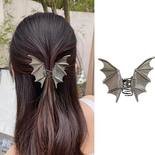 Pinza de pelo de Halloween para mujer, pinzas de metal negro con diseños en forma de murciélago, pinzas antideslizantes para mujer, accesorios para el cabello de Halloween