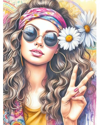 SHEGZHUC 40x50cm Eckige Steine Diamond Painting Frau mit Blumen Diamant Painting Bilder Frauen Diamond Painting Pop Art Mosaik Diamant Malerei Kunst Stickerei Kreuzstich Bilder Geschenk Wanddekoration
