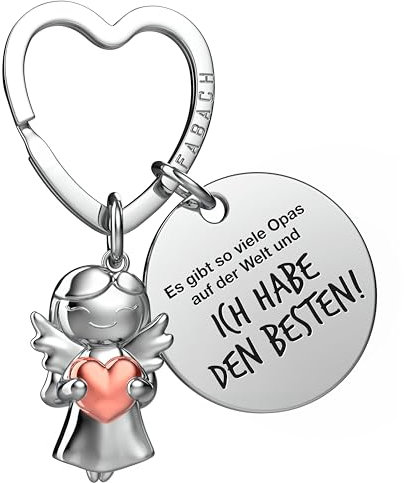 FABACH Bester Opa Schlüsselanhänger Schutzengel Glücksbringer mit Herz und Gravur - Bester Opa der Welt Geschenke Schlüsselanhänger - Opa Geschenk Engel Glücksbringer