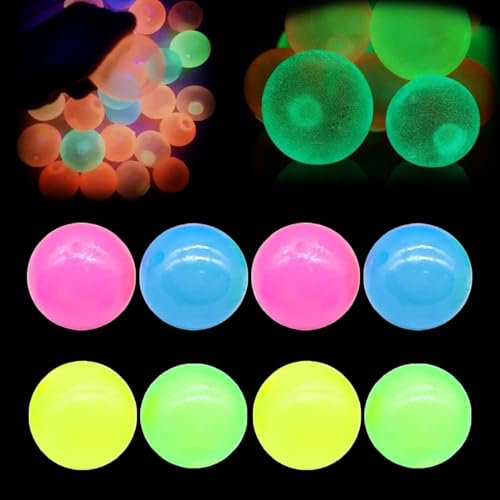 Glorbs Balls,Ceiling Balls,Dream Balls,Bounce Back to You,Glow in The Dark Sticky Balls That Stick to The Ceiling,Fluorescent Sticky Wall Ball,Stress Balls for Kids & Adults,Stuff for Teens (8Pcs)