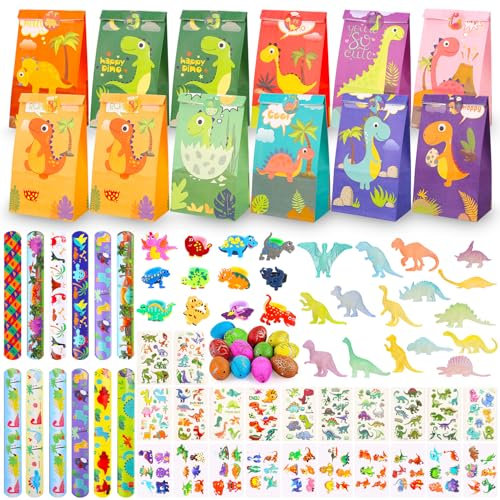 Yulado Dinosauri Compleanno Bambini, 136 PCS Kit Festa Dinosauris Compleanno Regalo Festa, Regalini Fine Festas Bambini, Dinosauris Compleannos Pensierini Fine Festas Compleannos Dinosauri.