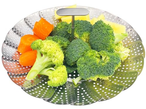 Dyaucwpo Cucina Cestino a Vapore Pieghevole, Cestello per Cottura a Vapore, Inserto per Cottura a Vapore Regolabile, Vaporiera per Verdure in Acciaio Inossidabile, Cestello Cottura, Cestello Vapore