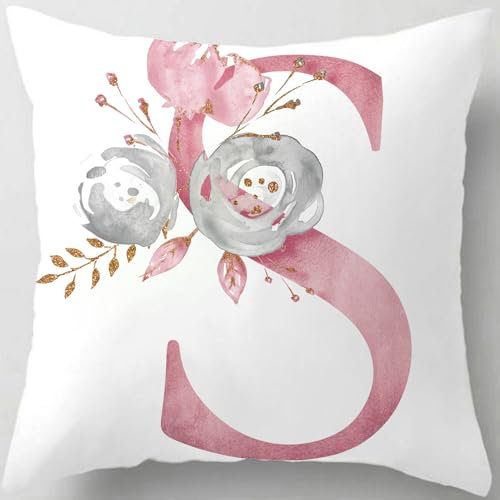 Tillskuch Kissenbezug 40x40 rosa Kissenbezüge Buchstabenfolge Kissenhülle Dekorative Dekokissen Sofakissen Couchkissen Dekokissen Zierkissenbezug Deko Kissenhüllen Wohnzimmer Schlafzimmer (S)