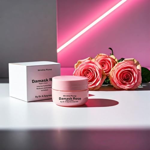 Damask Rose Organic Night Face Cream,by Wrinkle Plump for all skin types. for evening skin tones and tightening pour for a healthy natural glow.