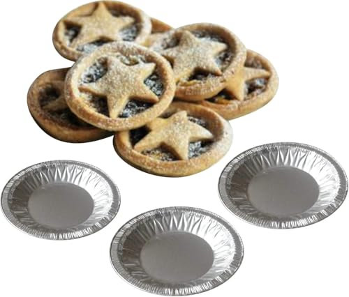 Sunrise Packaging 50 x Shallow Patty pan Mince Pie & Jam Tart Foil Cases – 78mm x 11mm Round Foil Container Extra Small Pie Dishes