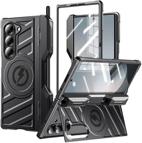 spoovcto Hülle für Samsung Galaxy Z-Fold-6: Magnetisch, MagSafe kompatibel, Militärstandard Anti-Sturz, S Pen Halter, Ständer, Anti-Spion Sichtschutzfolie & Scharnier-Schutz