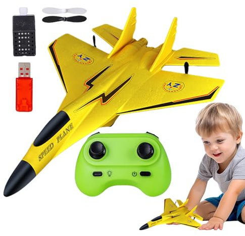 Generico Fighter Model Toy, 2.4ghz Rc Foam Aircraft with Light, 11.22x8.27x2.95 Inches Pull Back Airplane Model Toys, Remote Control Plane for Beginners, Kids, Indoor, Outdoor Flying Play