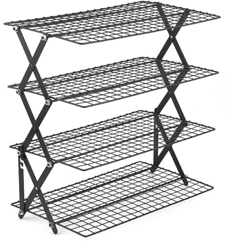 Grille de refroidissement pour la cuisine et la pâtisserie, 4 niveaux pliable en fil de fer pour cuisine