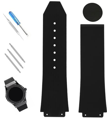 XIW Armband Compatible for 19mm× 25mm× 22mm Hublot Big Bang Uhrenarmband Rubber Watch Band Replacement Silikon-Gummi Strap for men Silicone Wirstband Strap women Bracelet