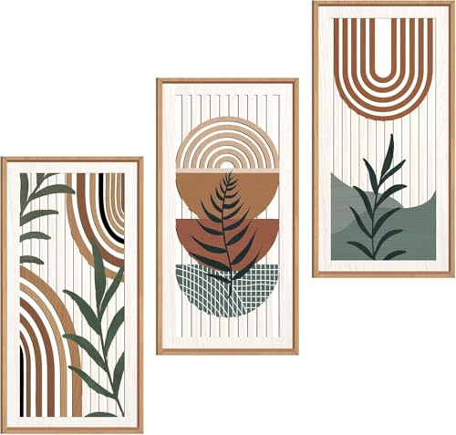 Celestdeco Nordisch Boho Abstrakt Regenbogen Wandbild Gerahmt 20x40cmx3