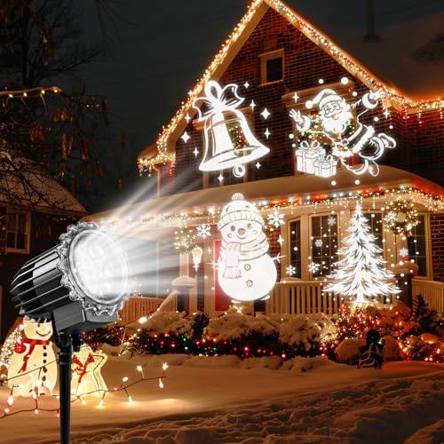 Christmas Projector Lights Outdoor, 2025 Upgraded IP65 Christmas Light LED Projection Lamp Indoor, Waterproof Landscape Decoration Lighting Holiday Projection Light for Xmas, Yard, Party, New Year