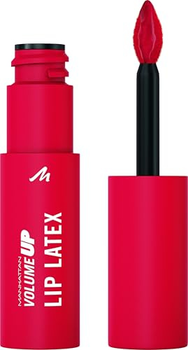 MANHATTAN Volume Up Lip Latex, flüssige Lippenfarbe mit Lip-Stain-Effekt und Latex-Glanz, feuchtigkeitsspendend, Lip-Stain färbt nicht ab, Fb. 400 Baddie, 6 ml