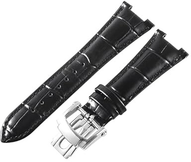 ROUHO 25mm Faltschließe Leder Uhrenarmband, Ersatz-Uhrenband für Patek Philippe Nautilus 5711 5712G