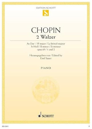 2 Walzer As-Dur und h-Moll: Les Adieux. op. 69 No. 1/2. Klavier.: Les Adieux. op. 69 No. 1/2. piano. (Edition Schott Einzelausgabe)