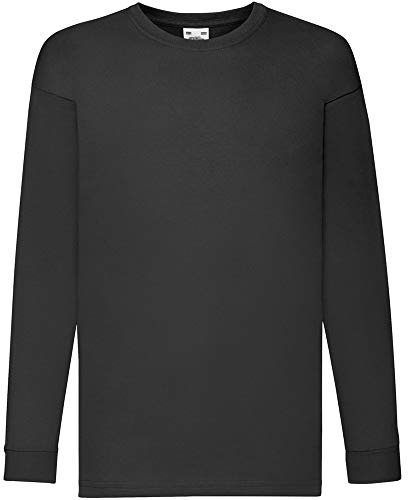 Fruit of the Loom Valueweight Children's Long-Sleeve T-Shirt Choice of Colours - Black - 104