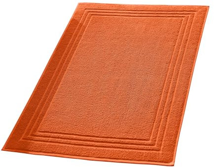 Erwin Müller Badteppich, Badematte, Duschvorleger Heidelberg 100% Baumwolle orange Größe 50x80 cm - sehr weich, schnell trocknend, strapazierstark
