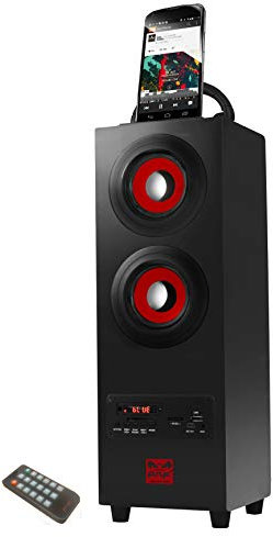 Sumvision Psyc Torre Premium Bluetooth 5 Version Wireless Speaker Portable Stereo Subwoofer Enhanced Bass Remote Control Tower Speakers FM Radio 50Hour Playtime 240ft Range