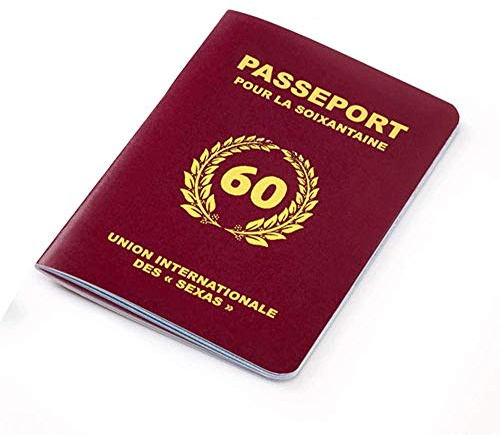 Marie Ben Gästebuch Reisepass für den 60. Geburtstag - Rot, Klassisch, Unisex, Satiniertes Papier, Reisepass-Form, Visa-Stempel, Fotos und Zeichnungen möglich, Positive Zitate