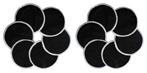 NA Wiz Stilleinlagen waschbar natürlichem Bambus (12 Stück + Wäschesack, Schwarz)