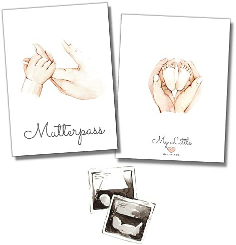 My-Little Hülle für Mutterpass | Hände | Mutterpasshülle mit Fach für Ultraschall Fotos | Geschenk Schwangerschaft