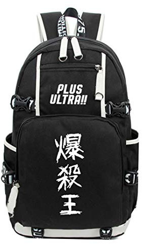 WANHONGYUE My Hero Academia Anime Leuchtend Backpack Schüler Schultasche Laptop Rucksäcke Freizeittasche Daypack Schwarz/Leuchtend 2