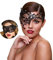 Maskerade-Maske für Paare, Frauen, Metall, Strass, venezianisch, hübsch, Party, Abend, Abschlussball, Ballmaske, luxuriöse Metallmaske mit kostenloser Spitzenmaske, 2 Stück (halbes Gesicht)
