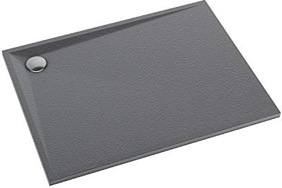 Sellon24® Duschtasse Duschwanne Acrylwanne Acrylschürze Stabilsound® walk in flach Anthrazit 90x100x3