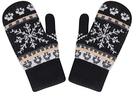 ITODA Strickhandschuhe Damen Wollhandschuhe Damenhandschuhe Winter Fäustlinge Handschuhe Mädchen Fausthandschuhe Kaschmir Strickhandschuhe Schneeflocke Winterhandschuhe Gestrickte Thermohandschuhe