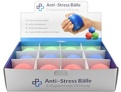 ATC Handels GmbH Stressball Display - 12er Set für effektive Stressbewältigung und Entspannung. Perfekt für Handtraining und Gruppenspiele. Luftgefüllt und strapazierfähig. Für Kinder und Erwachsene.