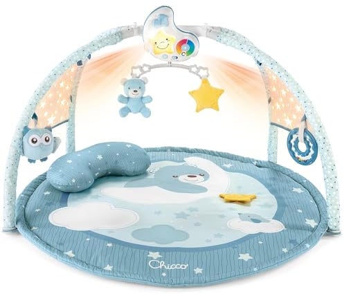 Chicco Enjoy Colours, Baby Gym 3in1 Blue, Multifunction Electronic Toy with Play Mat, Star Projector, Removable Night Light and Relaxing Music – Baby Toys 0+ Months