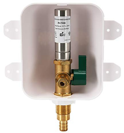 Solimeta Ice Maker Outlet Box with Water Hammer Arrestor PEX Connection, with Stop Valve, Pex Laundry Box, Water Machine Shufoff Valve