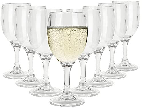 AHUNTTER Lot de 8 petits verres à vin en plastique incassables réutilisables en polycarbonate transparent pour fête, camping, pique-nique, jacuzzi, piscine
