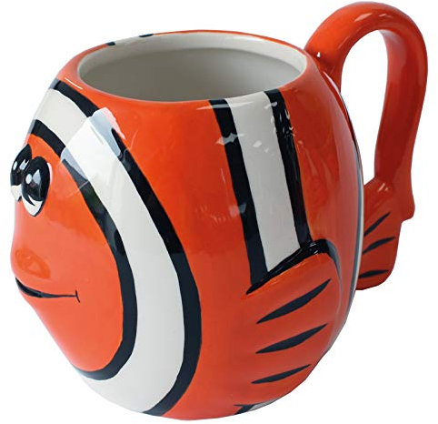 Deluxebase Crockery Critters Clown Fish Mug from Hand-Painted Animal Shaped Cup for Tea or Coffee. Fun Novelty Gift for Adults or Kids, Ceramic Homeware & Cute Kitchen Accessories.