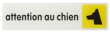 THIRARD - Plaque de Signalisation Attention au Chien - Plexiglass Adhésif - Résistant Aux Intempéries - Installation Facile - Message Clair Sécurité - 170 x 45 mm - Multicouleur