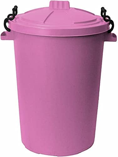M1SS 50L Litre Heavy Duty Plastic Clip Lock Lid Bin Indoor or Outdoor Rubbish, Dustbin, Trash Can, Waste or Storage of Animal Feed. (1, Pink)