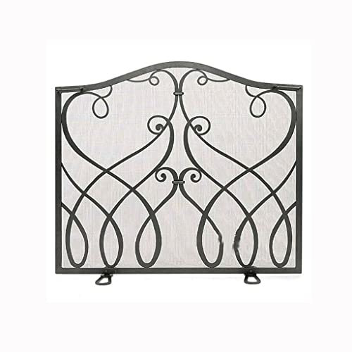 Kaminschirme Europäischer Stil Kamin Feuer Eisen Bildschirm Funkenschutzabdeckung Kamin Feuer Kaminabdeckung Bildschirm Indoor Kaminzubehör Kaminabdeckung ( Color : Black , Size : 82*70*12 cm )
