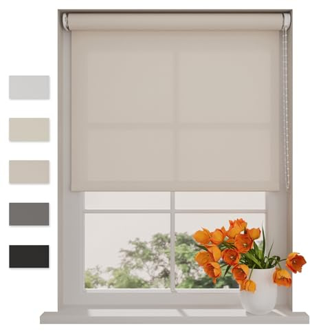 DTCH® Lichtdurchlässiges Rollo, Sand, 110 x 275 cm | Für Fenster, Sichtschutz bei Tageslicht, Wand- Decken- oder Klemmfix-Montage, Breiten bis 240 cm, kindersicher, Kettenzug