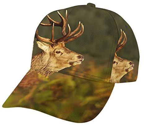 Animal Deer Print Baseballkappe für Herren und Damen, verstellbare Mütze - Unisex Vier Jahreszeiten Sonnenhut Schwarz
