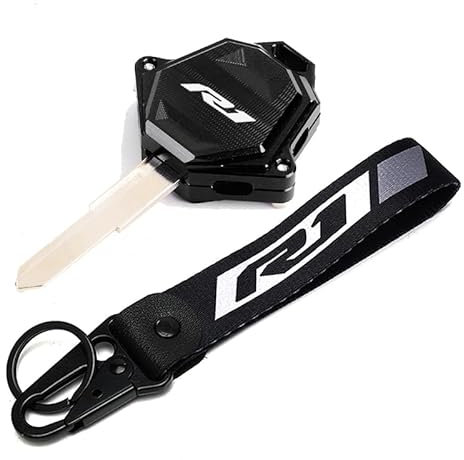 MOWOK Für Yamaha YZFR1 YZF R1 Zubehör Motorrad Schlüssel Shell Cover Case & Badge Schlüsselanhänger, Schwarz, CM