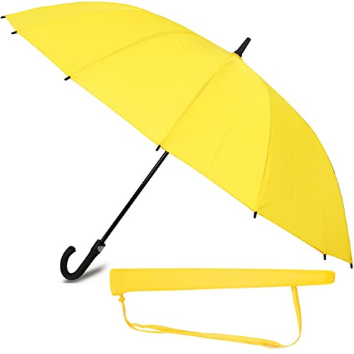 Sternenfunke Regenschirm gelb groß XXL Ø120 cm großer Stockschirm edel, stabil und sturmfest für die Hochzeit als Brautschirm oder Paarschirm, Damen und Herren, Automatik Komfort Druckknopf