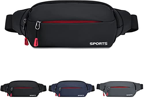 JMQYS Bauchtasche Gürteltasche für Damen und Herren Sport Hüfttasche Wasserdicht Laufgürtel Umhängetasche Geldgürtel Handytasche für Outdoor Joggen Camping Wandern Fitness Radfahren Reise (Schwarz)