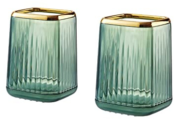 RANNYOZIO 2pcs Makeup Brush Organizer Holder Plastic Pen Pencil Holder Toothbrush Comb Storage Cup Cosmetic Tools Holder for Dresser Bathroom Office(Green)