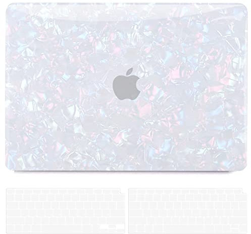 B BELK Kompatibel mit MacBook Air 13 Zoll H¨¹lle M1, MacBook Air H¨¹lle 2022 2021 2020 2019 A2337 A2179 A1932, Laptop-Kunststoff-Hartschale + 2 Tastaturabdeckungen, glitzerndes Perlglanz-Schalenmuster