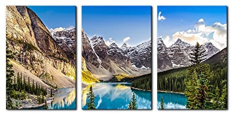 Colorado Gerahmte Wandkunst, Motiv: Schneeberg und See, Nationalpark, Naturlandschaft, modernes Kunstwerk, Gemälde auf Leinwand, für Wohnzimmer, Heimdekoration, 40,6 x 61 x 7,6 cm, 3 Stück