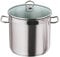 Stainless Steel Stock Pot with Vented Glass Lids- Deep Two Tone Silver Pot, (30 cm Diameter - 20 Litre)