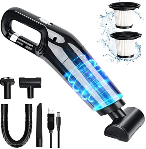 LAMA Car Vacuum Cleaner Cordless, Rechargeable Hand Held Hoover With Strong Suction High Power, Small Portable Vacuum Cleaner, Lightweight Dust Busters for Car Office Desk Keyboard Home