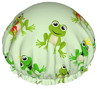 Nette Krone Krawatte Frosch Duschhaube Frauen Wasserdicht für alle langen Haare Bad Hut